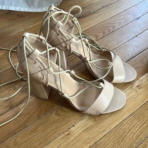 Nude lace up heels